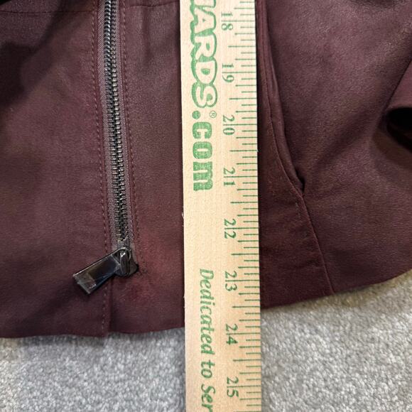 VINCE Brown Leather Draped Zip Moto Jacket Cashwool Chocolate Brown Size XL - Picture 11 of 16